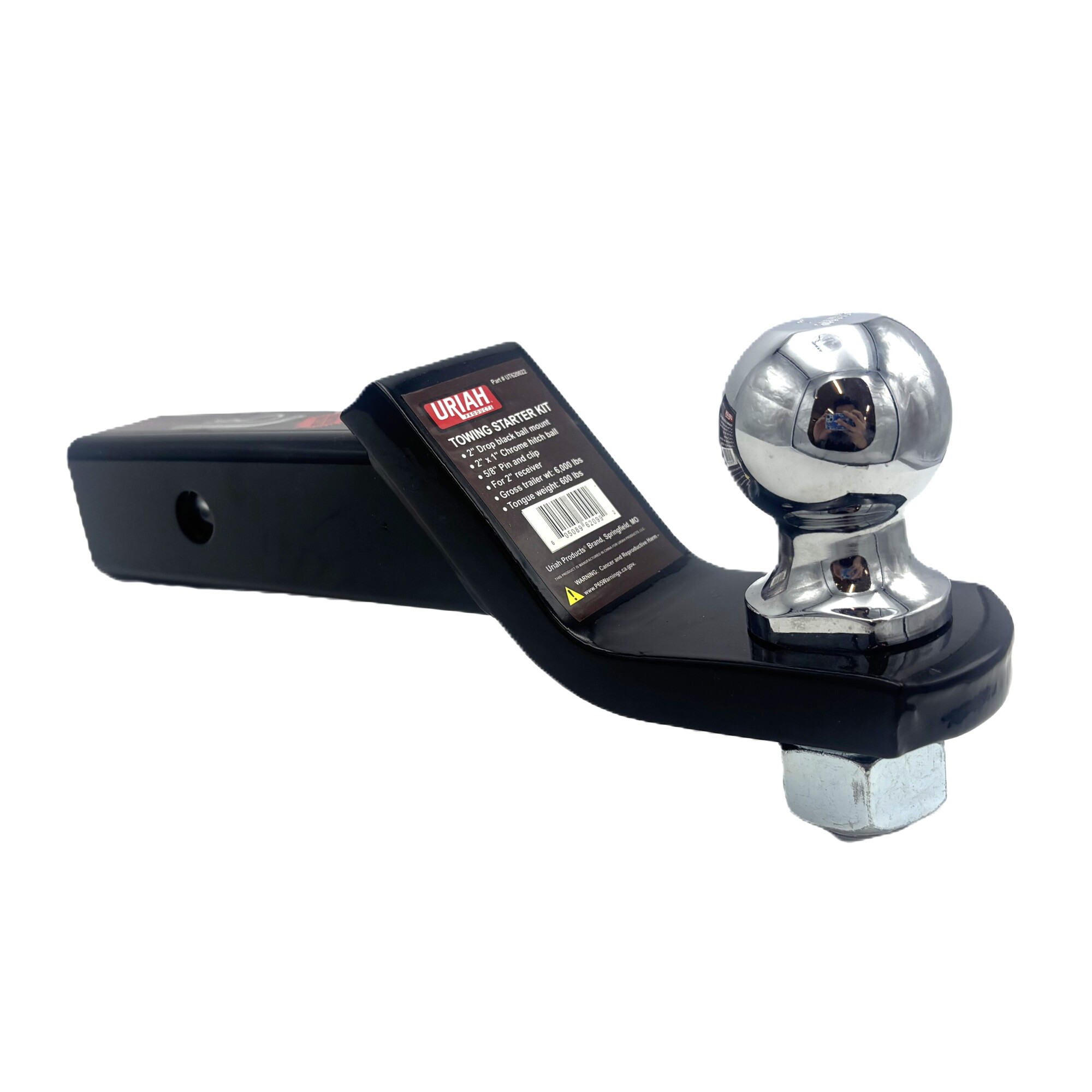 Uriah Products Ball Mount Kit — 2in. Drop, 2in. Ball, Pin & Clip, Black Enamel, Model# UT620022